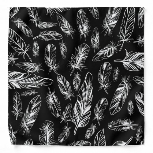 Black and White Feather Bandana