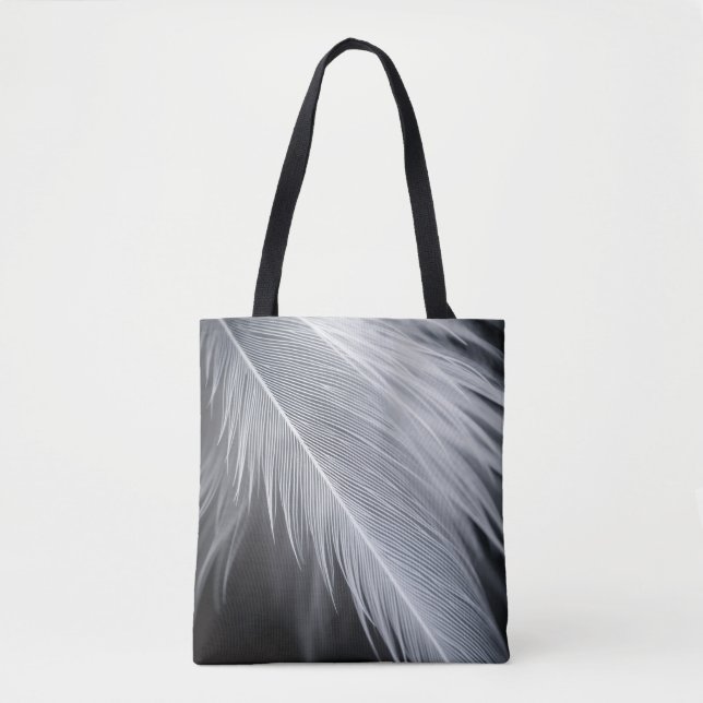 Black and White Feather Design Tote Bag (Front)