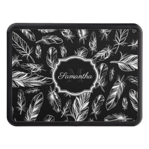 Black and White Feather Hitch Cover