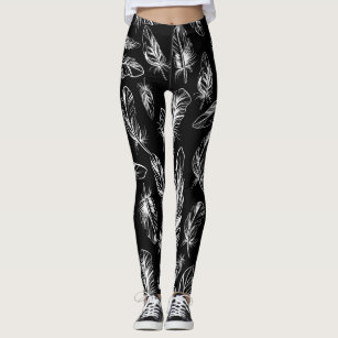 Feather Capri Leggings for Women White Capris W/ Modern Stylish Feathers or  Leaves All Over Print Squat Approved Capri Perfect for Yoga -  Canada