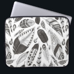 Black and white feathers pattern laptop sleeve<br><div class="desc">Black and white feathers drawn in Illustrator.</div>
