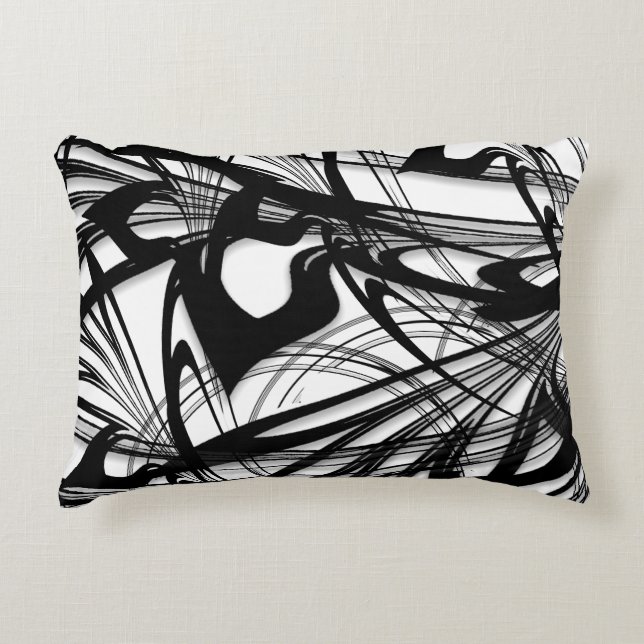 Black and White Fern Glen Accent Pillow (Front)