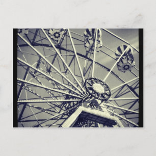 Black and white ferris wheel postcard