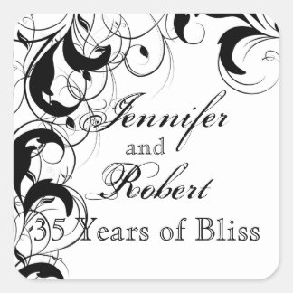 Black and White Filigree Anniversary Envelope Seal