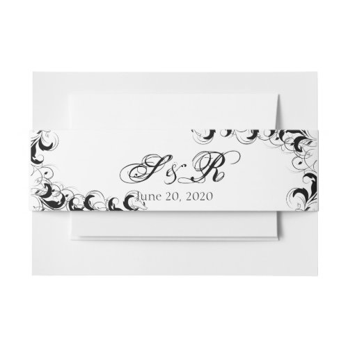 Black and White Filigree Wedding Belly Band