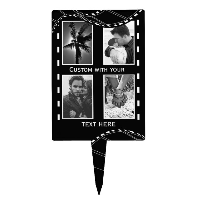 Black and White Film Reel Cake Topper (Front)