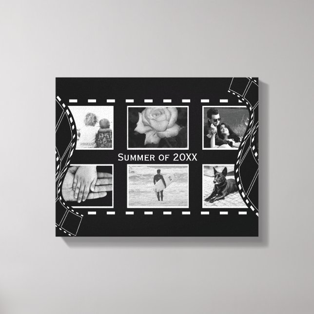 Black and White Film Reel Custom Photo Canvas Print (Front)