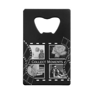Black and White Film Reel Custom Photo Credit Card Bottle Opener