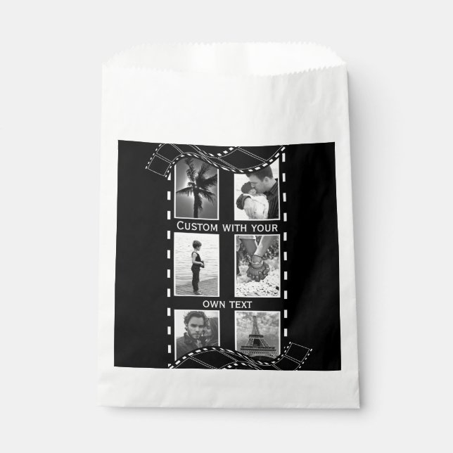 Black and White Film Reel Custom Photo Favor Bag (Front)