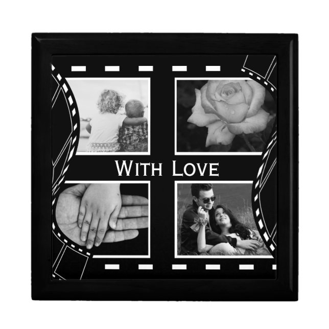 Black and White Film Reel Custom Photo Gift Box (Front)