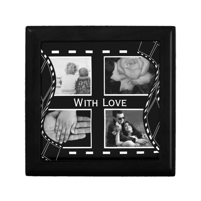 Black and White Film Reel Custom Photo Gift Box (Front)