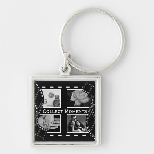 Black and White Film Reel Custom Photo Keychain