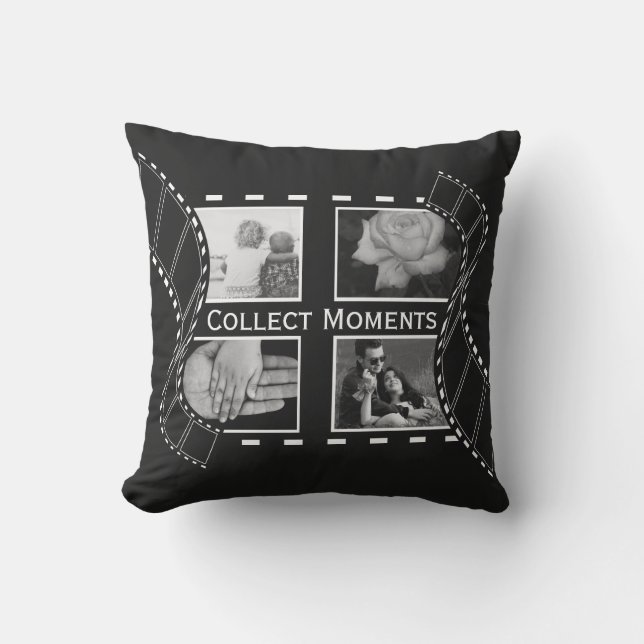 Black and White Film Reel Custom Photo Outdoor Pillow (Front)