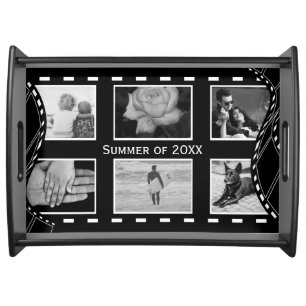 Black and White Film Reel Custom Photo Serving Tray