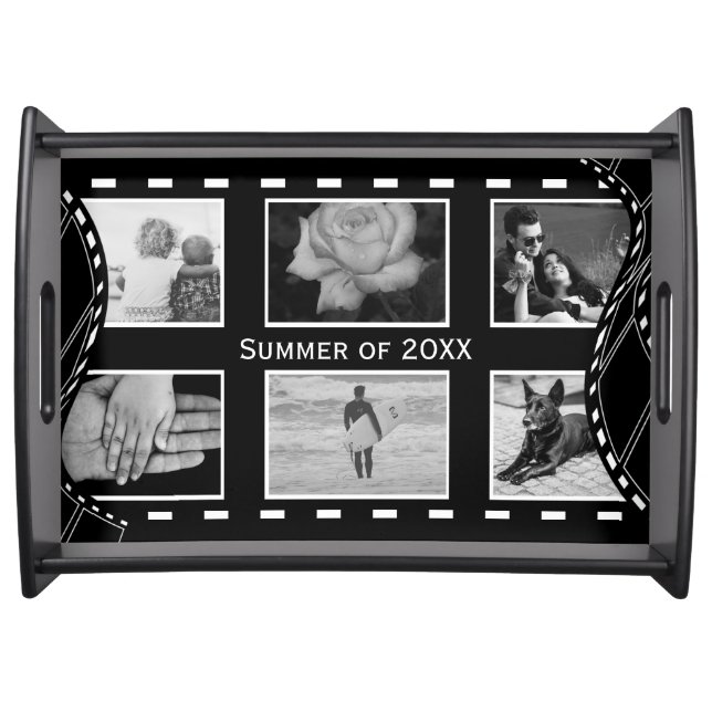 Black and White Film Reel Custom Photo Serving Tray (Front)