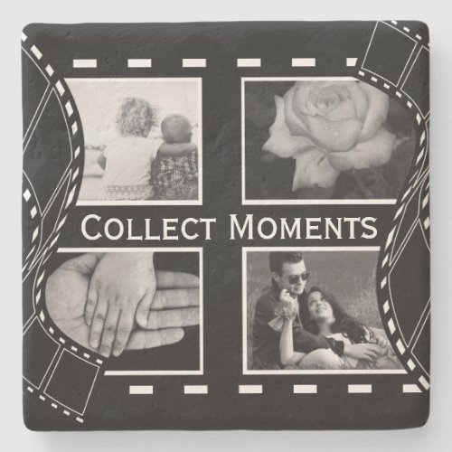 Black and White Film Reel Custom Photo Stone Coaster