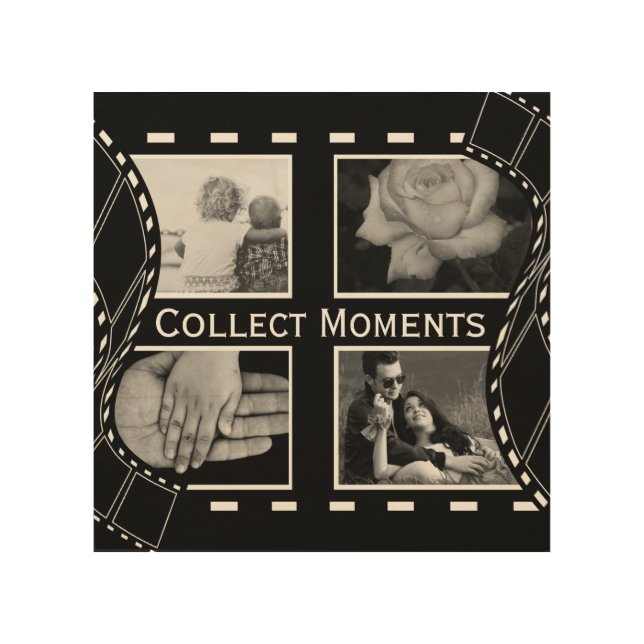 Black and White Film Reel Custom Photo Wood Wall Art (Front)