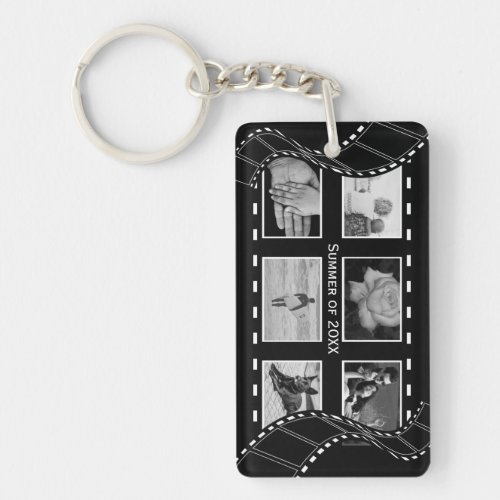 Black and White Film Reel Keychain