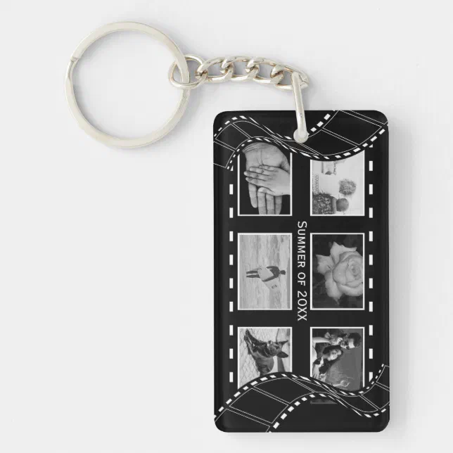 Black and White Film Reel Keychain Zazzle