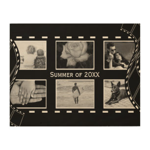 Black and White Film Reel Wood Wall Decor