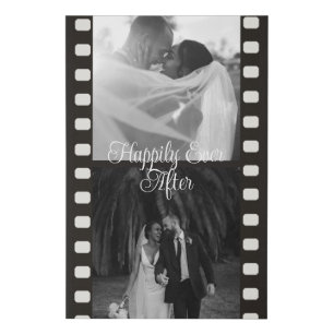 Black And White Film Strip 2 Customizable Photos Faux Canvas Print