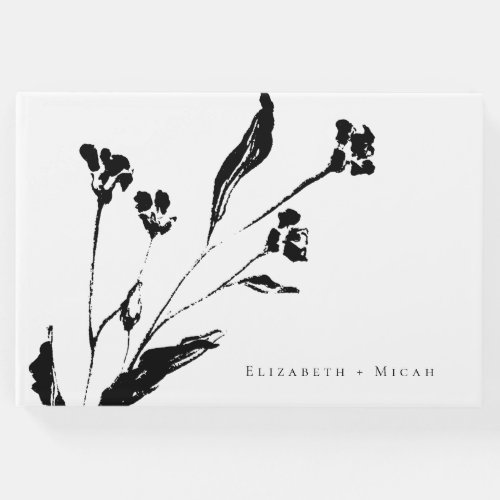 Black and White Fine Art Botanical Branch Wedding Guest Book