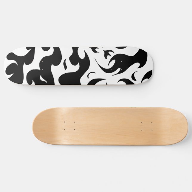black and white fire design skateboard | Zazzle