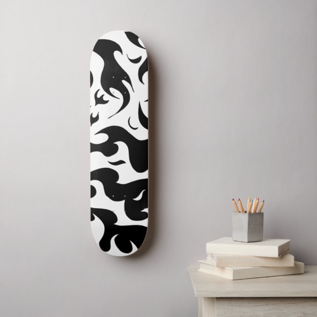 black and white fire design skateboard | Zazzle