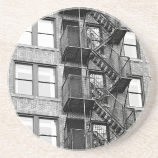 Black and White Fire Escape Sandstone Coaster