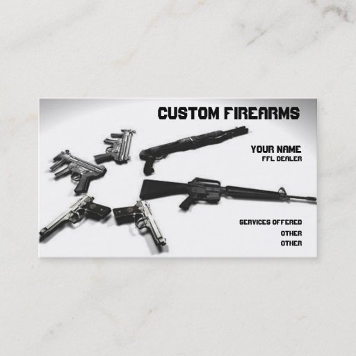 Customizable Black and White firearms ffl dealer Business card