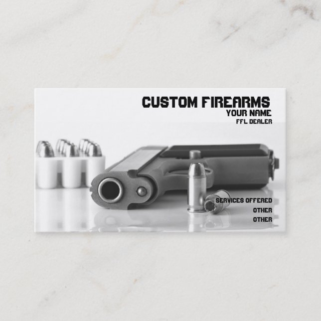 Black and White firearms ffl dealer Business card (Front)
