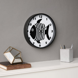 Black And White Fish Wall Clock