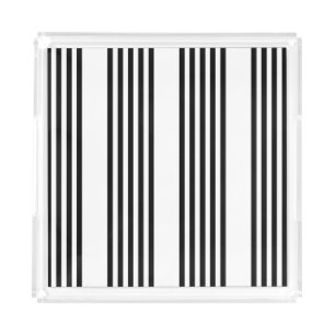 Black and white five stripe pattern acrylic tray