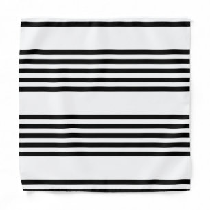 Black and white five stripe pattern bandana