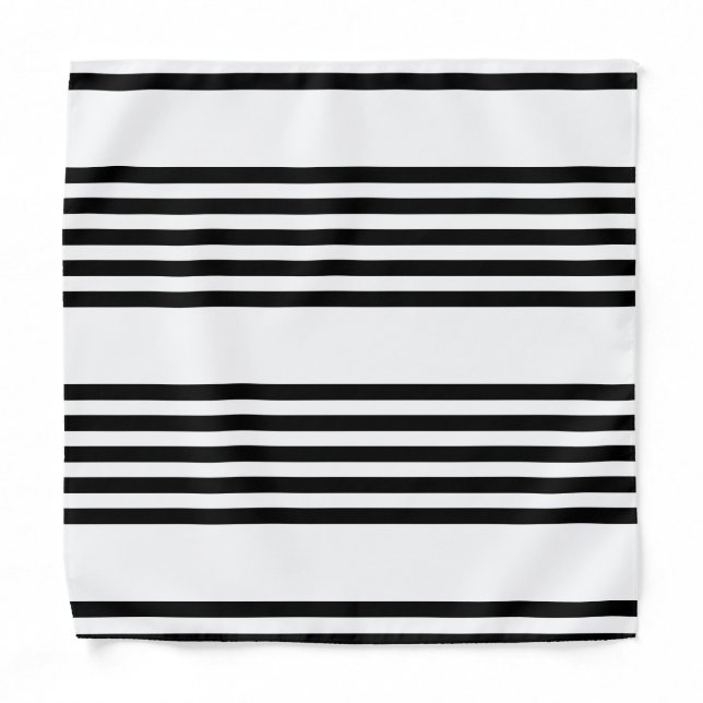 Black and white five stripe pattern bandana (Front)