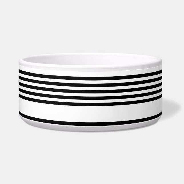Black and white five stripe pattern bowl (Front)