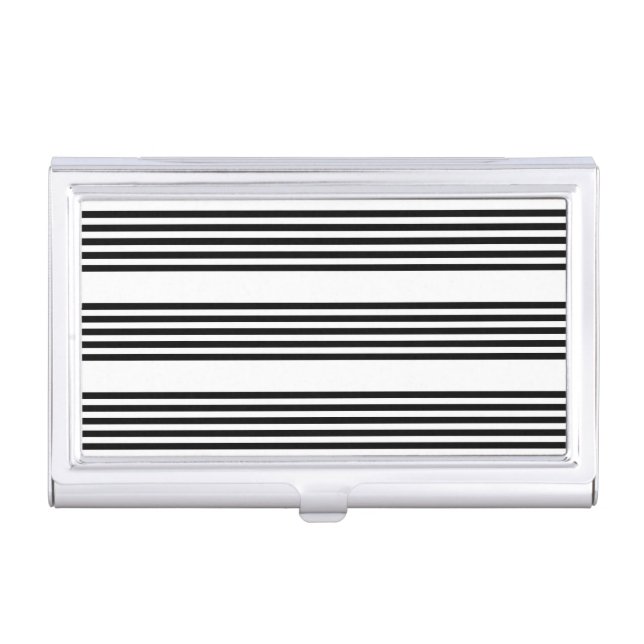 Black and white five stripe pattern business card case (Front)