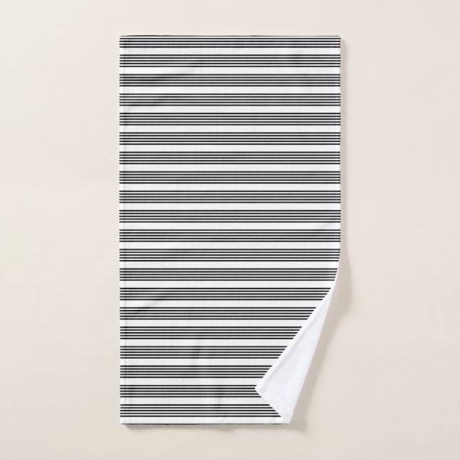 Black and white five stripe pattern hand towel  (Hand Towel)
