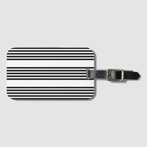 Black and white five stripe pattern luggage tag