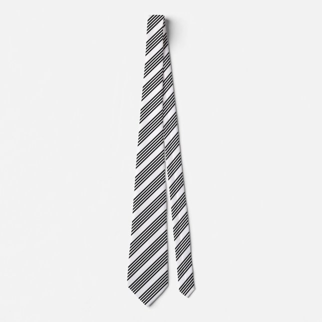 Black and white five stripe pattern neck tie (Front)