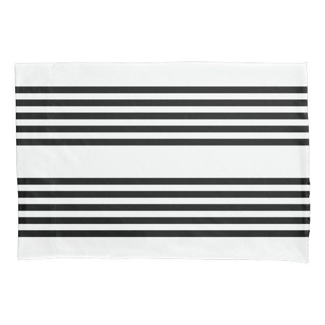 Black and white five stripe pattern pillow case (Front)