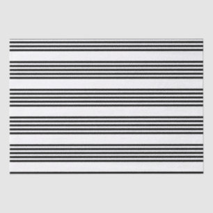 Black and white five stripe pattern tissue paper