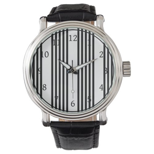 Black and white five stripe pattern watch