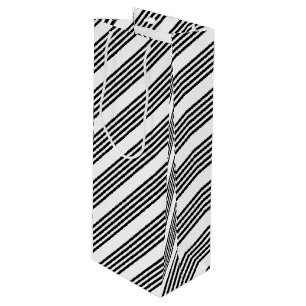 Black and white five stripe pattern wine gift bag