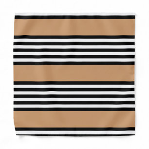 Black and white five stripe pattern with tan bandana