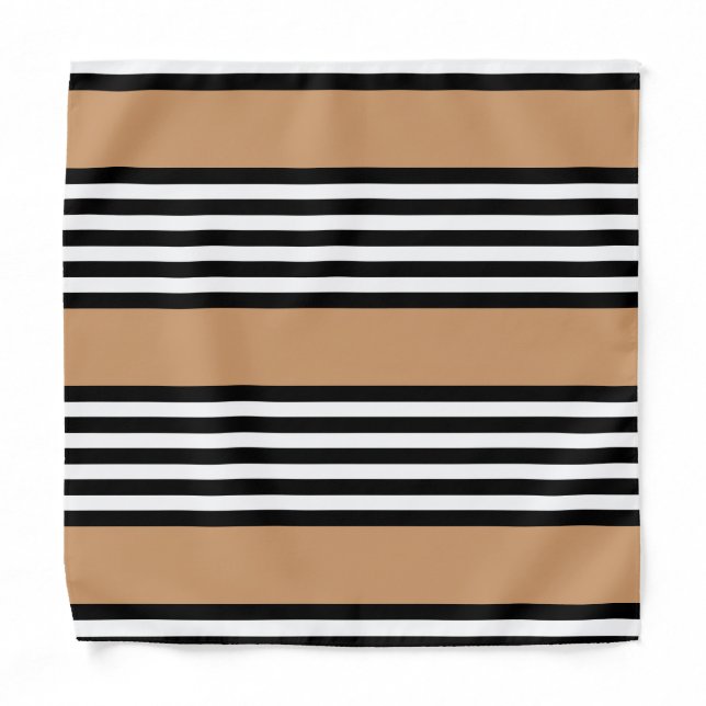 Black and white five stripe pattern with tan bandana (Front)