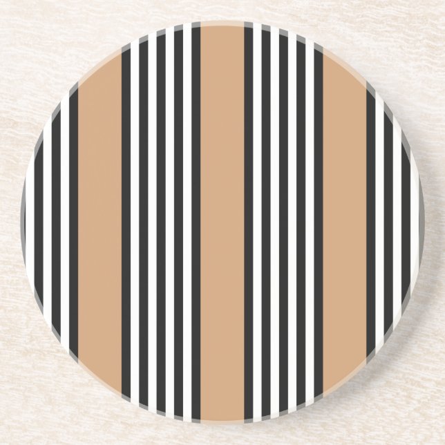 Black and white five stripe pattern with tan coaster (Front)