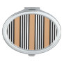 Black and white five stripe pattern with tan compact mirror