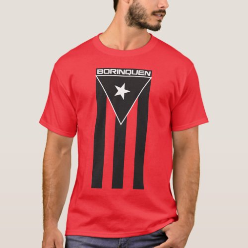 Black and White Flag design Borinquen T_Shirt