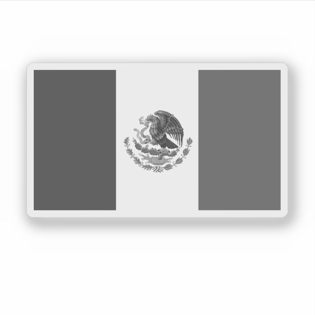 Black and White Flag of Mexico Sticker (Front)